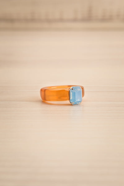 Viffa Orange Plastic Ring w/ Rectangle Diamond | La petite garçonne flat view