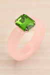 Viffa Pink Plastic Ring w/ Rectangle Diamond | La petite garçonne close-up