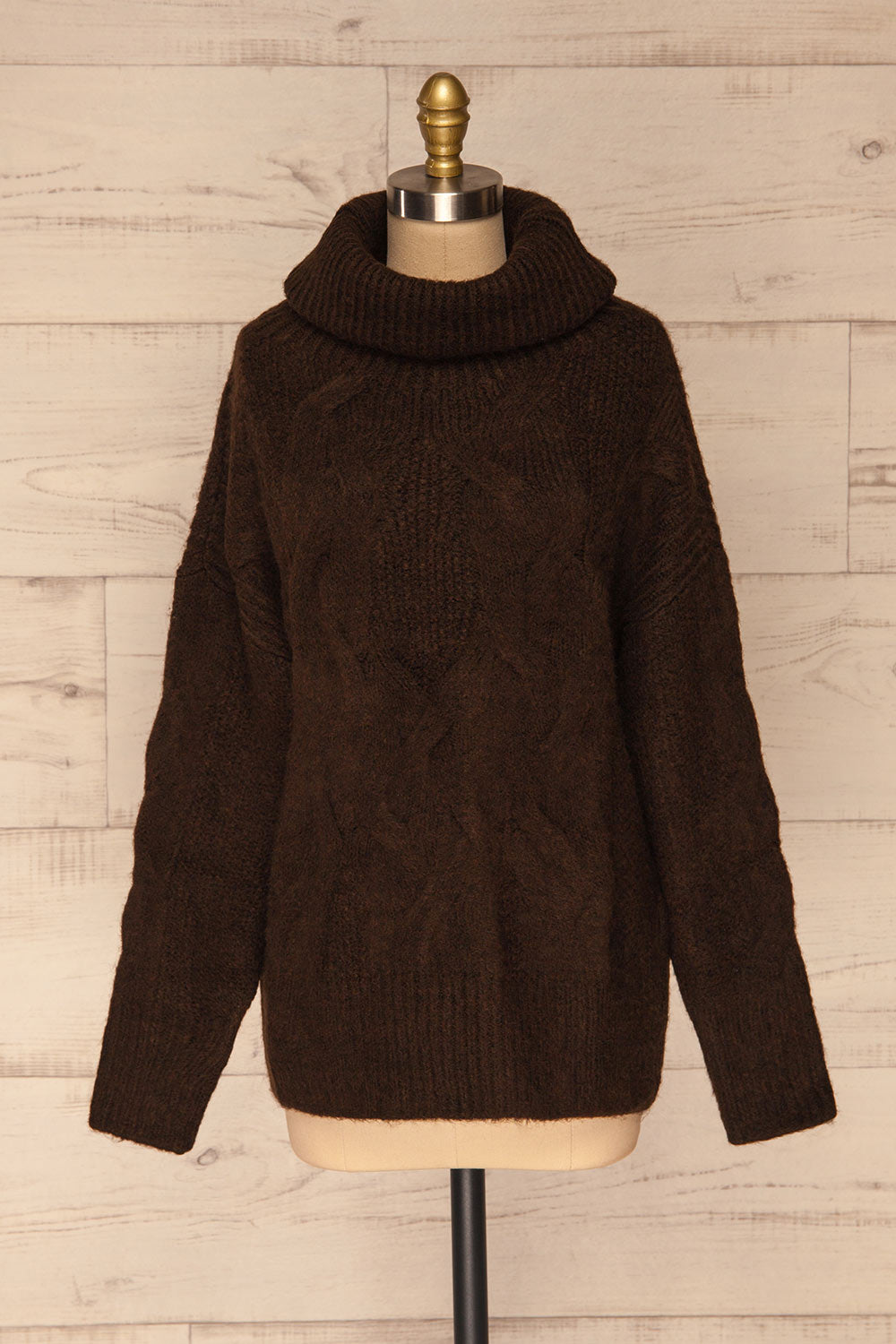 Vigo Brown Turtleneck Knit Sweater | La petite garçonne front view 