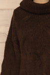 Vigo Brown Turtleneck Knit Sweater | La petite garçonne front close-up