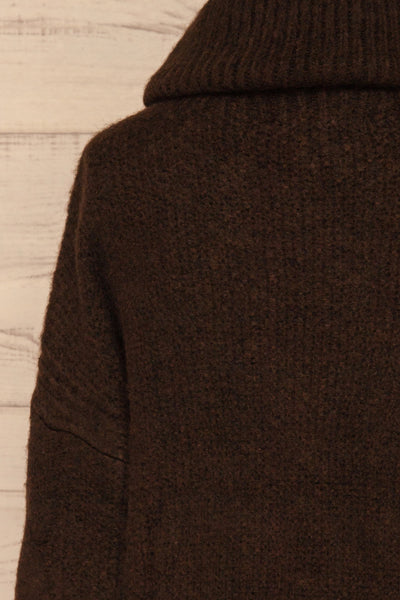 Vigo Brown Turtleneck Knit Sweater | La petite garçonne back close-up