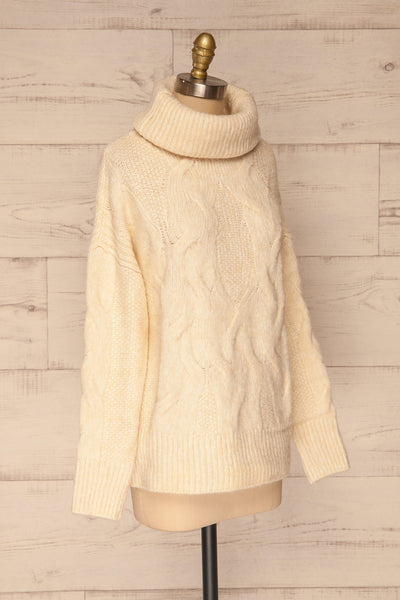 Vigo Ivory Turtleneck Knit Sweater | La petite garçonne side view