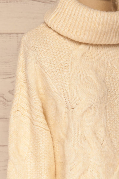 Vigo Ivory Turtleneck Knit Sweater | La petite garçonne side close-up