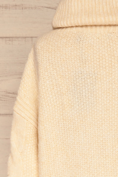 Vigo Ivory Turtleneck Knit Sweater | La petite garçonne back close-up