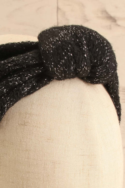 Viitasaarie Black Heather Knit Earmuff Headband | La petite garçonne front close-up