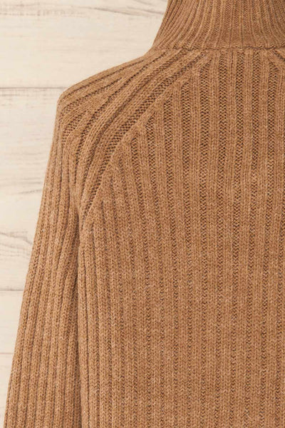 Villaggio Caramel Quarter-Zip Ribbed Knit Sweater | La petite garçonne back close-up
