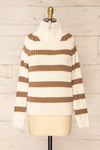 Villaggio Ivory Quarter-Zip Striped Ribbed Knit Sweater | La petite garçonne front view