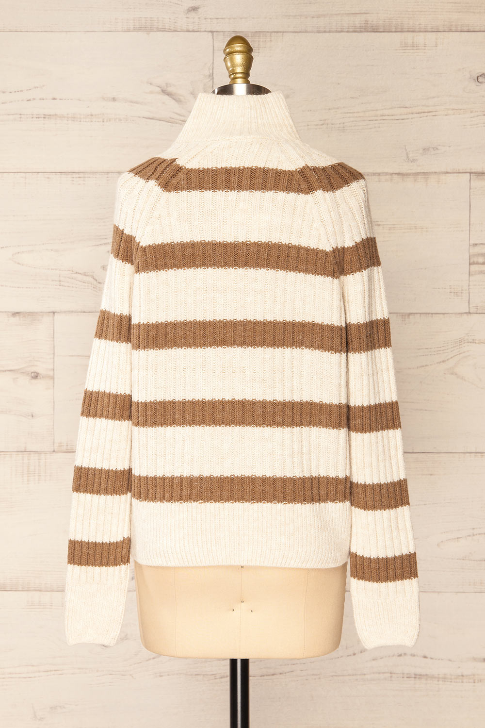 Villaggio Ivory Quarter-Zip Striped Ribbed Knit Sweater | La petite garçonne back view