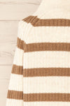 Villaggio Ivory Quarter-Zip Striped Ribbed Knit Sweater | La petite garçonne back close-up