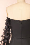 Villanelle Black Mermaid Gown w/ Puffy Sleeves | Boutique 1861 back close-up