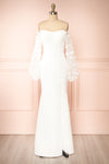 Villanelle White Mermaid Gown w/ Puffy Sleeves | Boudoir 1861 front view