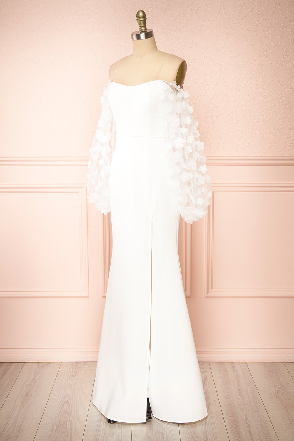 Villanelle White | Mermaid Gown w/ Puffy Sleeves