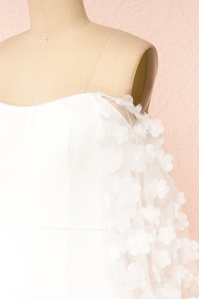 Villanelle White Mermaid Gown w/ Puffy Sleeves | Boudoir 1861 side close-up