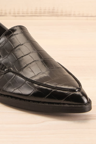 Villehardouin Black Textured Loafers | La petite garçonne front close-up