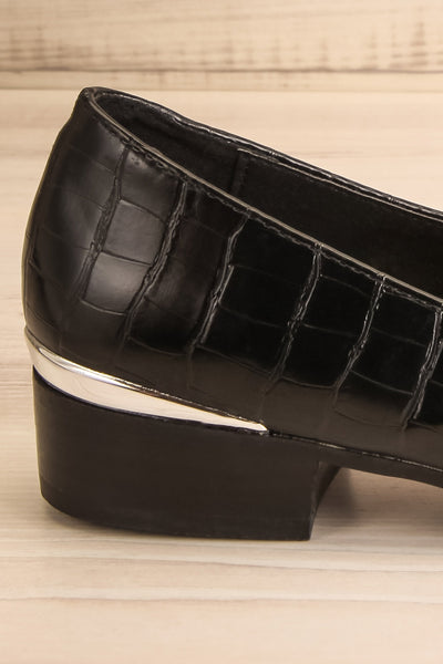 Villehardouin Black Textured Loafers | La petite garçonne  side back close-up