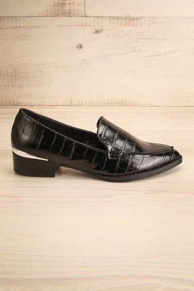 Villehardouin Black Textured Loafers | La petite garçonne  side view