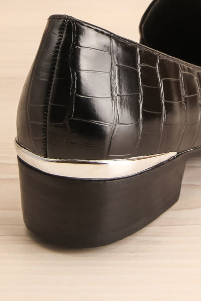 Villehardouin Black Textured Loafers | La petite garçonne  back close-up