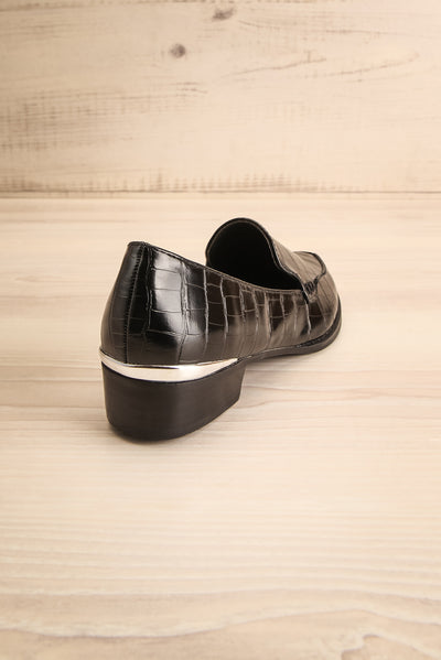 Villehardouin Black Textured Loafers | La petite garçonne  back view