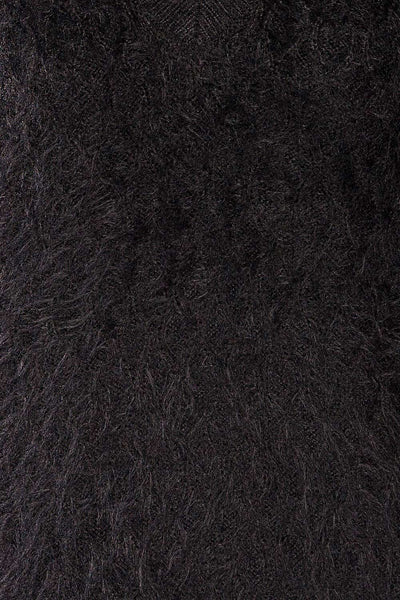 Vinitsa Black Fuzzy V-Neck Sweater | La petite garçonne fabric