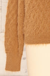 Vinitsa Caramel Fuzzy V-Neck Sweater | La petite garçonne sleeve