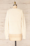 Vinitsa Cream Fuzzy V-Neck Sweater | La petite garçonne back view
