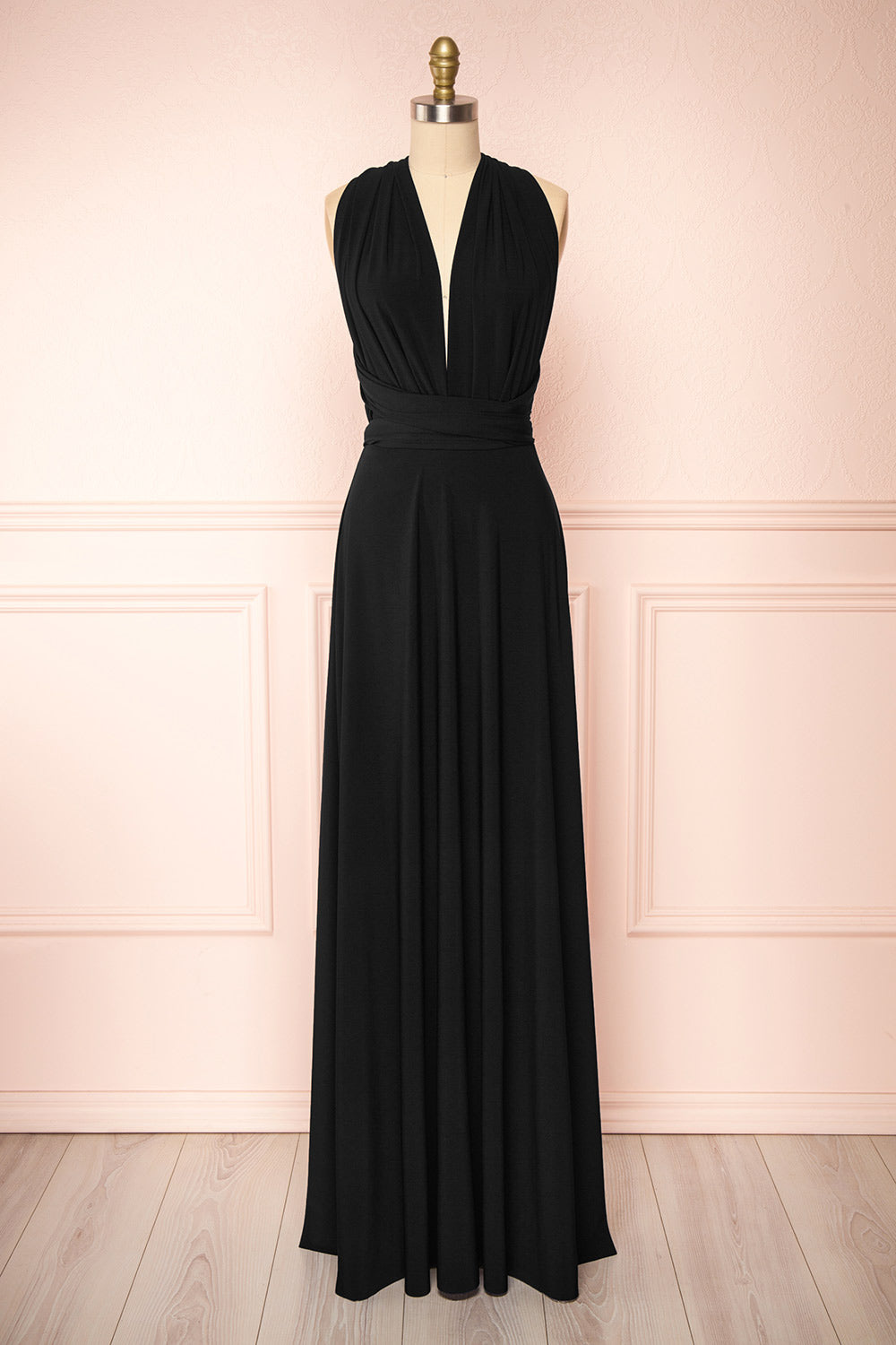 Violaine Black Convertible Maxi Dress | Boutique 1861 front view