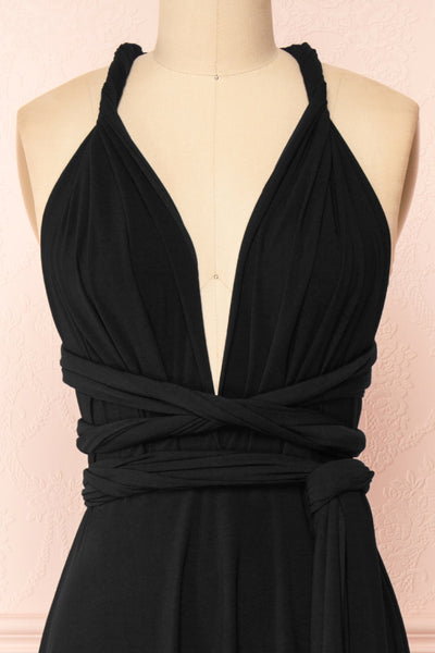 Violaine Black Convertible Maxi Dress | Boutique 1861 front close-up