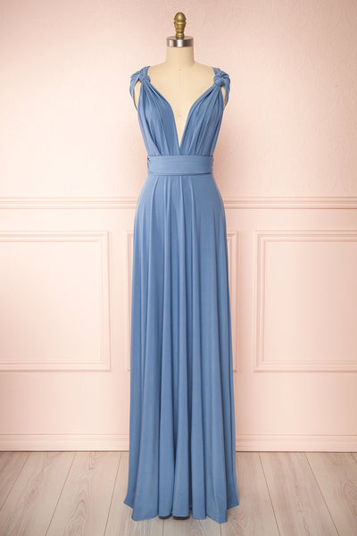 Violaine Blue Convertible Maxi Dress | Boutique 1861 front view