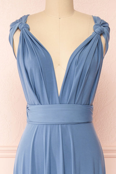 Violaine Blue Convertible Maxi Dress | Boutique 1861 front close-up