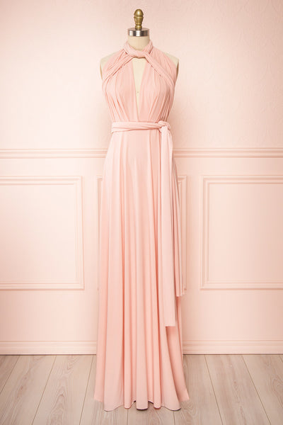 Violaine Blush Convertible Maxi Dress | Boutique 1861 front view