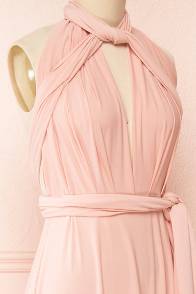 Violaine Blush Convertible Maxi Dress | Boutique 1861 side close-up