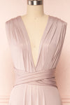Violaine Blush Shimmer Convertible Maxi Dress | Boutique 1861 front close up open