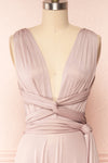 Violaine Blush Shimmer Convertible Maxi Dress | Boutique 1861 front close up belt