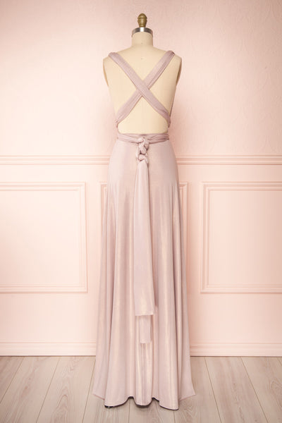 Violaine Blush Shimmer Convertible Maxi Dress | Boutique 1861 back view