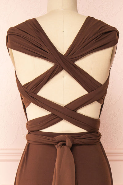 Violaine Brown Convertible Maxi Dress | Boutique 1861 back second close-up