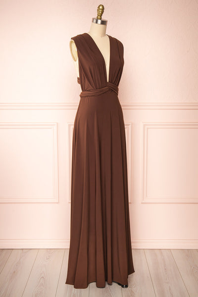 Violaine Brown Convertible Maxi Dress | Boutique 1861 side view