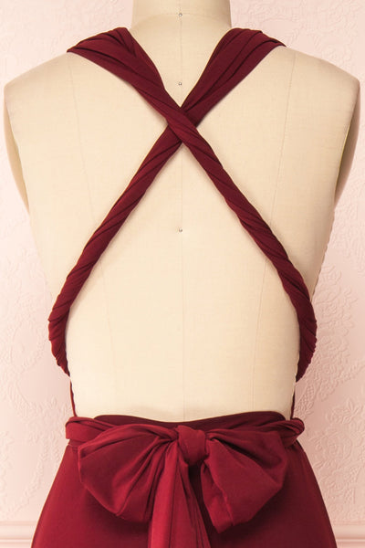 Violaine Burgundy Convertible Maxi Dress | Boutique 1861 back second look