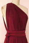 Violaine Burgundy Convertible Maxi Dress | Boutique 1861 side close-up