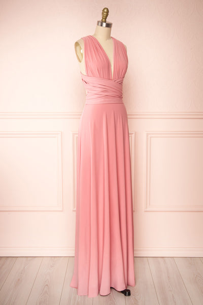 Violaine Dusty Pink Convertible Maxi Dress | Boutique 1861 side view
