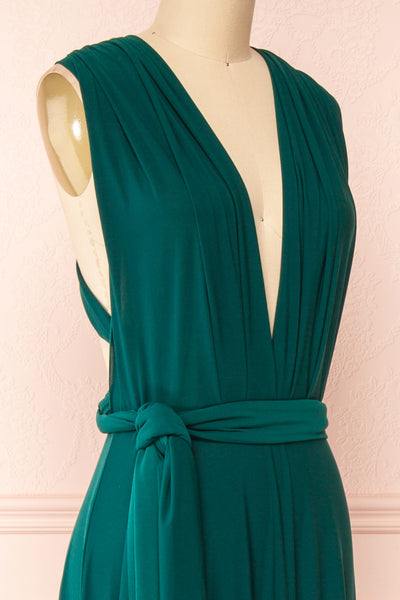 Violaine Emerald Convertible Maxi Dress | Boutique 1861 side close-up