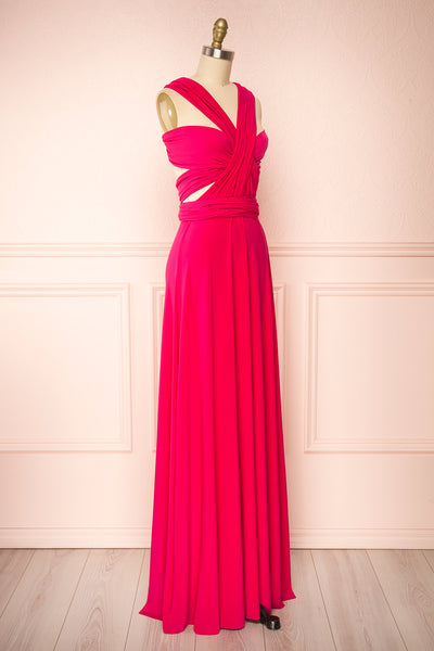 Violaine Fuschia Convertible Maxi Dress | Boutique 1861 side view