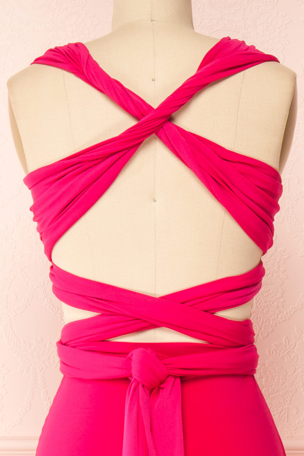 Violaine Fuschia Convertible Maxi Dress | Boutique 1861 back close-up