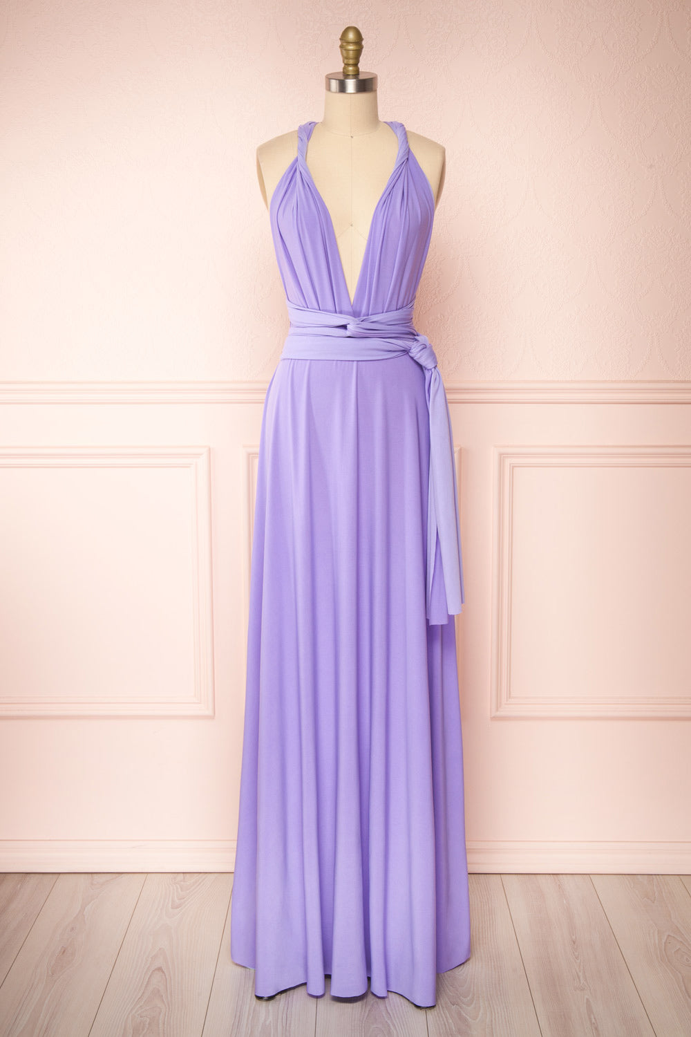 Lavender Sweetheart Neck A-line Chiffon Country Style Maxi Bridesmaid  Dresses