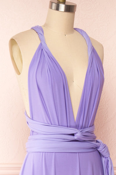 Violaine Lilac Convertible Maxi Dress | Boutique 1861 side close up