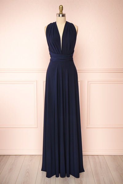 Violaine Navy Convertible Maxi Dress | Boutique 1861 front view