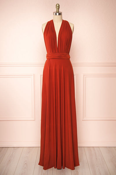 Violaine Rust Convertible Maxi Dress | Boutique 1861 front view