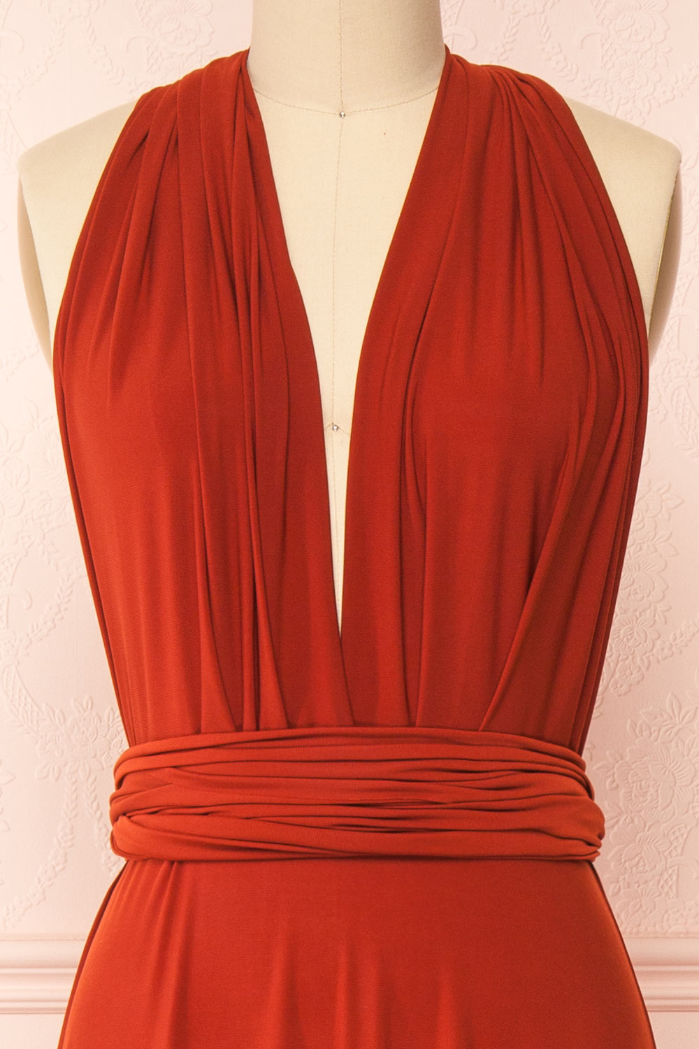 Violaine Rust Convertible Maxi Dress | Boutique 1861 front second close-up