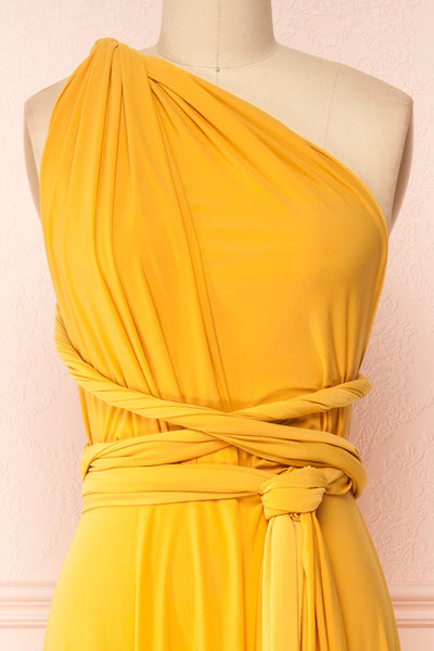Violaine Yellow Convertible Maxi Dress | Boutique 1861 second front close-up