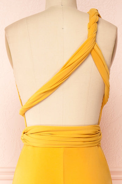 Violaine Yellow Convertible Maxi Dress | Boutique 1861 back close-up