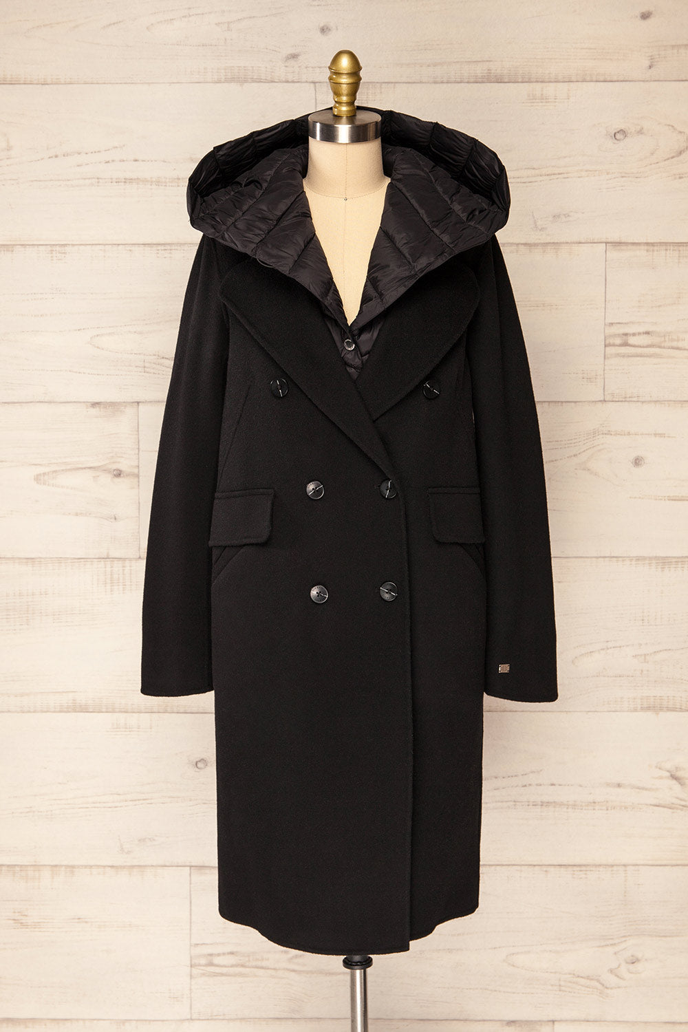 Petite hooded store wool coat